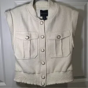 Christian Lacroix Boucle Tweed Crop Vest Sleeveless Jacket